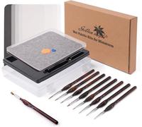 Golden Maple Wet Pallets for Painting Miniatures - Stay Wet Palette for Acrylic Painting Kit with 9PCS Miniature Paint Brushes, 50PCS Pallet Paper, 2PCS Sponge, 1PC Brush Holder, 1PC Sponge Tray