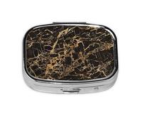 Golden Marble Pattern,Meta Pill Box 2 Compartment Medicine Case,Portable Organizer,Rectangle Meta Portable Organizer Pill Box 1543 Compartment Medicine Case