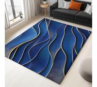 Golden Marble Pattern Non-Slip Flannel Rug 160x230 cm Area Rugs 3D Water Ripple Pattern Soft Low Pile Indoor Carpet Suitable for Bedrooms Studies Living Rooms and Hallways (5x7.5ft) a-197
