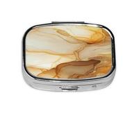 Golden Marble Pattern Pill Case Pill Box Travel Pill Organizer Small Square Medicine Box for Purse & Pocket Gifts