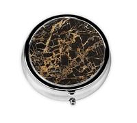 Golden Marble PatternMeta Pill Box 3 Compartment Medicine Case,Portable Organizer