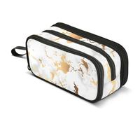 Golden Marble Pencil Case Big Capacity Pen Bag Pouch Holder 3 Compartments Large Pencil Box for Boys Girls School Storage Organizer