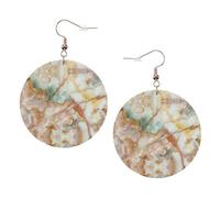 Golden Marble Printed Faux Leather Earrings Set For Women, 1 Pair Lightweight Dangle Drop Pierced Earrings Jewelry Gifts For Women