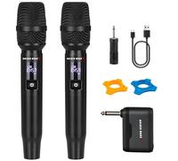 GOLDEN MARS Wireless Microphone System, Rechargeable 2.4GHz, Handheld Dynamic Microphone for Karaoke, Wedding DJ, Party, Church, Classroom, 300ft Range, Professional Dual Wireless Microphone