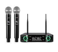GOLDEN MARS Wireless Microphone System, Upgraded 2.4GHz Rechargeable Professional AI Automatic Channel Connection Wireless Microphones Set with 300ft Receiving Distance for Singing Karaoke DJ Church