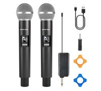 GOLDEN MARS Wireless Microphones - AI Auto Match Channel Mics, Upgraded 2.4GHz 500FT Extra-Long Range Stable Receiving Rechargeable Microfono Inalambrico for Karaoke Singing DJ Church Classroom