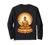 Golden Medicine Buddha Vintage Sepia Tibetan Buddhist Deity Long Sleeve T-Shirt