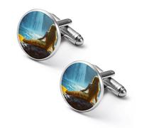 Golden Mermaids Cufflinks for Men Women Cuff Links Tuxedo Shirt Personalised Printed Jewelry Accessories