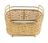 Golden Metal Cosmetic Brush Holder for Vanity Beauty Studios | Elegant Art Finish, Sturdy Build and Easy Care, Versatile Desk Organiser Use for Stationery or Cosmetics