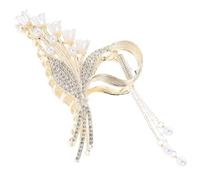 Golden Metal Rhinestone Flower Hair Claw Clip Elegant