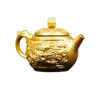 Golden Metal Sailing Ship Bucket Teapot Sculpture Chinese Fengshui Statues For Wealth And Prosperity Decorative Ornament Money Decoration