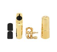 Golden Metal Saxophone Mouthpiece Kit for Alto Sax, with Cap and Cushions, Compact Musical Effect, Melodious Sound, sturdy Quality (Slogan No. 7)