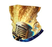 Golden Mic And Spin Note Printed Headscarf, Headband, Men'S And Women'S Towel，Multifunctional Sports Mask