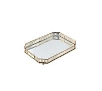 Golden Mirror Glass Breakfast Tray Elegant Tea Serving Tray for Chic Home Décor Perfect for Dining and Entertaining Stylish Coffee Cup Holder