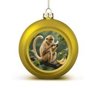 Golden Monkey Christmas Ball Ornaments - Shatterproof Plastic Vintage Rustic Xmas Tree Decorations Pendant for Family Holiday Wedding Party Xmas Hanging Decoration