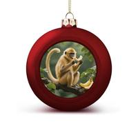 Golden Monkey Christmas Ball Ornaments - Shatterproof Plastic Vintage Rustic Xmas Tree Decorations Pendant for Family Holiday Wedding Party Xmas Hanging Decoration