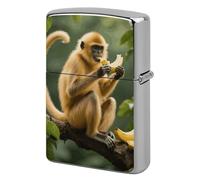 Golden Monkey Lighter Case Metal Double-Sided Lighter Cover Pocket Lighters Sleeve Windproof Lighters Accessories for Men Women