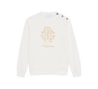 Golden Monogram Sweatshirt with Shoulder Buttons - female - Roberto Cavalli - Kids Sweatshirts - White - 8 Y - Kids 8 Y