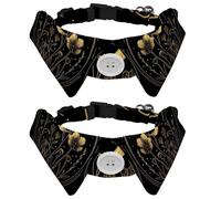 Golden Moon Herbal Plants Flowers Aesthetic Pattern Dog Collar Bowtie, Comfortable Adjustable Dog Bow Tie Collar for Small Boys and Girls Pets
