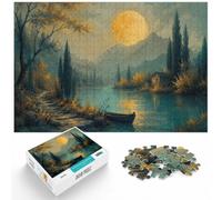 Golden Moon Over Tranquil River Landscape Pai Jigsaw Puzzle, 1000 Piece | For relaxed holiday time, this adult jigsaw puzzle with 1000 pieces turns winter leisure into a focused activity.