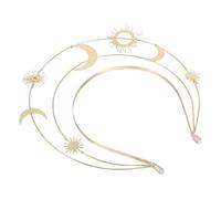 Golden Moon Star Headpiece Three Tier Zinc Alloy Circlet | Greek Roman Princess Style, Lightweight Build, Prom Parties, Birthday Celebrations, Festival Outfits
