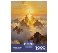 Golden Mountain Above Clouds (Painting) 1000 Piece Jigsaw Puzzles Impossible Hard Challenge Modern Paisaje for Family Activity Game for The Whole Gifts for Adults 38x26cm/1000pcs
