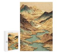 Golden Mountain Landscape Art Print-1 Puzzle 1000 Teile Schwer Puzzle Spielzeug Lernspiel Impossible Herausforderungsspielzeug Für Erwachsene Kinder 1000 PCS
