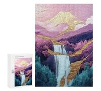 Golden Mountain Waterfall Art Print Puzzle 1000 Teile Schwer Puzzle Spielzeug Lernspiel Impossible Herausforderungsspielzeug Für Erwachsene Kinder 300 PCS