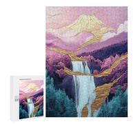 Golden Mountain Waterfall Art Print Puzzle 1000 Teile Schwer Puzzle Spielzeug Lernspiel Impossible Herausforderungsspielzeug Für Erwachsene Kinder 500 PCS