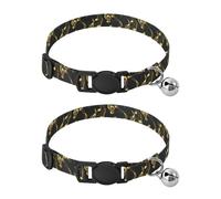 Golden Music Notes Black Cat Collar 2 Pack Soft Cat Collar Adjustable 10.6 to 17.1 Inches