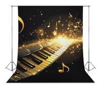 Golden Musical Notes Piano Classic Photography Backdrops Photoshoot Backdrop Background Easter Halloween Birthday Party