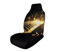 Golden Musical Notes Piano Fashion Car Seat Cover Breathable Elastic Front Seat Protector Universal Fit Automotive Car SUVs
