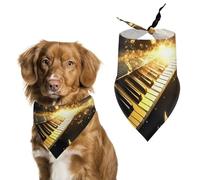 Golden Musical Notes Piano Funny Dog Bandanas Cute Triangle Cat Pet Scarf Bib for Holiday Party Gift