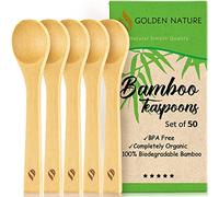 Golden Nature - Bamboo Spoon Set - 50 Pc - Small Kitchen Teaspoons - Tiny Wooden Spoons for Sugar, Spices, Seasoning, Coffee, Jam, Herbs, Honey & Dessert