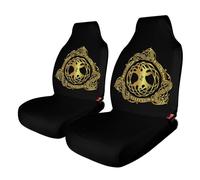 Golden Norse Mythology Viking Yggdrasil Tree of Life Car Seat Covers, Seats Protection for Women and Girls, Suitable for Most Vehicles, Cars, Trucks, SUVs, Vans.