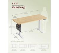 (Golden Oak) Electric Standing Desk, Height Adjustable, 140 x 60 cm, 4 Memory Heights, for Home Office