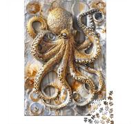 Golden Octopus Elegance 1000-Piece Jigsaw Puzzle for Adults, 52x38cm/1000pcs, Fresh Winter Hobby, Quiet Evening Activity And Winter Weekends