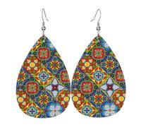 Golden Octopus Print Faux Leather Dangle Earrings Teardrop | Statement Hollow Teardrop Fashion Glitter Parties Girls Accessory Dangle Drop Hanging Studs