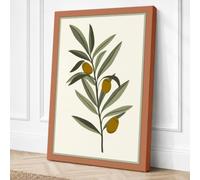 Golden Olive Branch Botanical Canvas Wall Art Print 18x12 Inch (46 x 30 cm)