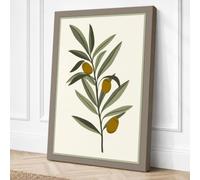 Golden Olive Branch Botanical Canvas Wall Art Print 24x16 Inch (61 x 41 cm)