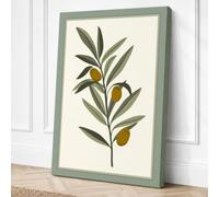Golden Olive Branch Botanical Canvas Wall Art Print 24x16 Inch (61 x 41 cm)