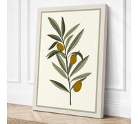 Golden Olive Branch Botanical Canvas Wall Art Print 24x16 Inch (61 x 41 cm)
