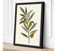 Golden Olive Branch Botanical Canvas Wall Art Print 24x16 Inch (61 x 41 cm)