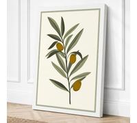 Golden Olive Branch Botanical Canvas Wall Art Print 24x16 Inch (61 x 41 cm)