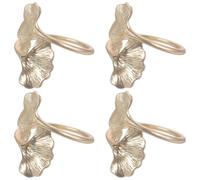(Golden, One size) 4pcs Metal Ginkgo Leaf Napkin Holders Serviette Rings for Dinning Table