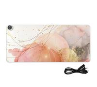 Golden Orange Marble Stone Leather Heated Mouse Pad 35.4 x 15.7 in Anti Slip Top Mat for Large Desk Gaming,Writing