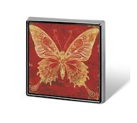 Golden Ornate Butterfly Brown And Tan Lapel Pin for Men Women Square Fashion Brooch Pin - Cute Enamel Badges, Aluminum Alloy Metal Pinback for Hats, Shirts, Bags, Jackets & Accessories