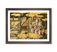 Golden Palace By Kano Eitoku Asian Japanese Framed Print | A3 Walnut Framed Wall Art | Ready to Hang | Asian Cityscape Picture | Living Room Bedroom Lounge Office