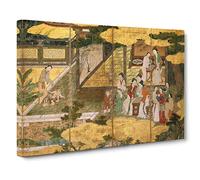 Golden Palace by Kano Eitoku Painting Canvas Print | Gallery Wrapped 30mm Frame Wall Art | 30x20 inches | Ready to Hang | Contemporary Cityscape Picture | Living Room Bedroom Lounge Office