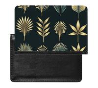 Golden Palm Leaves Passport Holder,Compact Lightweight Waterproof Passport Cover, Portable Stylish Travel Wallet Accessories for Women Men